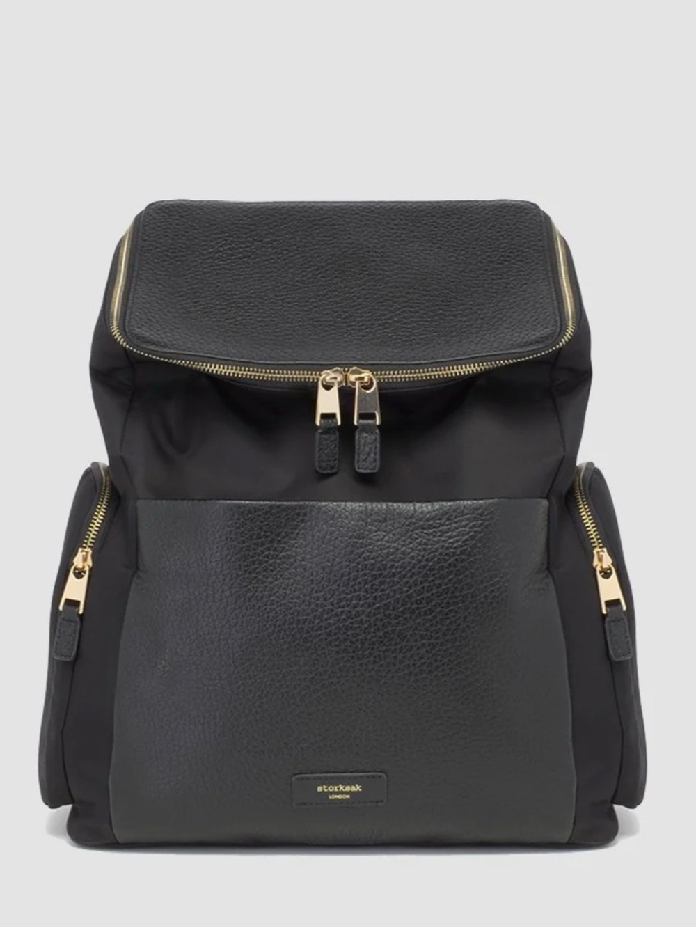 Storksak ALYSSA BLACK & GOLD Backpack with Gold Hardware
